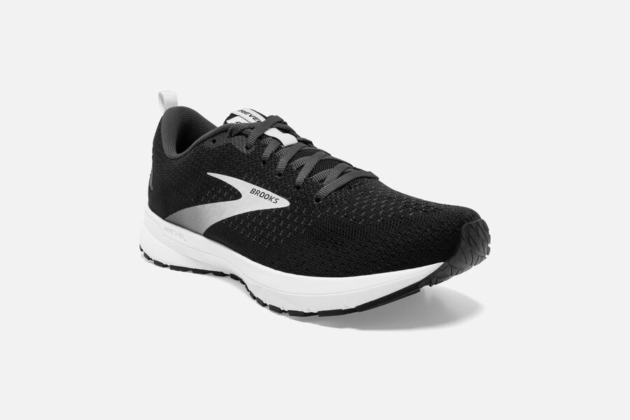 Brooks Running Shoes - Revel 4 Road Mens - Black/Silver - UXY-243510